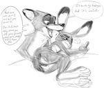  anthro apis biting_lip buckteeth canine cellphone dialogue disney dripping english_text fingering fingering_partner fox greyscale judy_hopps lagomorph lying mammal monochrome multitasking naughty_face nick_wilde nude on_side open_mouth phone pussy_juice rabbit signature sketch speech_bubble teasing teeth text texting vaginal vaginal_fingering zootopia 