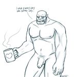  2015 alexyorim beverage coffee cup dialogue digital_media_(artwork) english_text food grumpy humanoid nude open_mouth orc orctober penis pubes text 