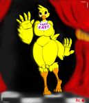  animatronic anthro avian beak bib big_breasts bird breasts chica_(fnaf) chicken feathers five_nights_at_freddy&#039;s heartman98 machine robot smile solo thick_thighs video_games wide_hips yellow_feathers 