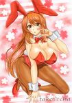  :o animal_ears artist_name asahina_mikuru bangs blush bow bowtie breast_squeeze breasts brown_eyes brown_legwear bunny_ears bunny_girl bunny_tail bunnysuit cleavage detached_collar fake_animal_ears finger_to_face floral_background full_body hairband hanging_breasts huge_breasts leotard long_hair long_legs marker_(medium) mole mole_on_breast open_mouth orange_hair pantyhose red_bow red_footwear red_leotard red_neckwear shoes simple_background solo star strapless suzumiya_haruhi_no_yuuutsu tail takecha tattoo traditional_media tsurime very_long_hair wrist_cuffs 