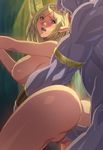  1boy 1girl ass blonde_hair blue_eyes breasts censored elf forest homare_(fool&#039;s_art) homare_(fool's_art) large_breasts monster nature nude outdoors penis pointy_ears pussy sex vaginal 