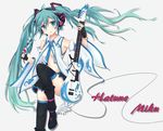  gloves guitar hatsune_miku headphones instrument long_hair moai21 thighhighs twintails vocaloid 