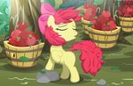  2016 apple apple_bloom_(mlp) cub earth_pony equine female food friendship_is_magic fruit hair hi_res horse mammal my_little_pony pony rainihorn solo sweat young 
