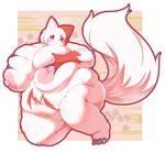  3_fingers 3_toes :3 abstract_background belly big_belly big_breasts big_nipples big_tail black_claws blush breast_grab breast_squish breasts claws female flower fluffy fur furry hand_on_breast hi_res huge_breasts multicolored_fur nintendo nipples obese overweight pink_nipples plant pok&eacute;mon pussy radio_(radio-tou) radiowave red_eyes red_fur short_hair solo toe_claws toes two_tone_fur video_games white_fur white_hair zangoose 