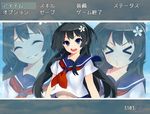  &gt;_&lt; black_hair blue_eyes closed_eyes expressions fake_screenshot kawakami_masaki long_hair multiple_views sakugawa_school_uniform saten_ruiko school_uniform serafuku smile to_aru_kagaku_no_railgun to_aru_majutsu_no_index 