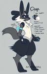  2015 anthro chest_tuft english_text fur geekidog grey_background looking_back lucario male model_sheet nintendo nude pok&eacute;mon scarf simple_background solo standing text tuft video_games white_fur 