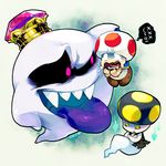  crown ghos_t. ghost ghost_tail king_boo mario_(series) multiple_boys no_humans paper_mario pink_eyes scared sharp_teeth super_mario_bros. tears teeth toad yellow_sclera 