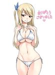  1girl blonde_hair breasts brown_eyes cleavage fairy_tail large_breasts long_hair looking_at_viewer lucy_heartfilia mashima_hiro navel official_art smile solo standing swimsuit 
