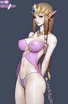  absurdres areolae bdsm blue_eyes bondage breasts brown_hair chains collar earrings jewelry lips long_hair looking_at_viewer navel nightgown nipples panties paul_kwon pointy_ears princess_zelda see-through simple_background solo the_legend_of_zelda tiara twin_braids uncensored web_address 