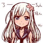  blonde_hair blue_eyes crop_top kantai_collection long_hair ro-500_(kantai_collection) sailor_collar smile solo toda_kazuki 