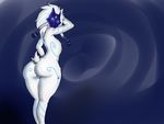  2016 anthro big_butt blue_eyes butt caprine digitigrade female fur hair hi_res kidkuo kindred_(lol) lamb_(lol) league_of_legends long_ears long_hair looking_at_viewer looking_back mammal mask nude pussy sheep simple_background solo spirit thick_thighs video_games white_fur white_hair 