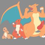  2016 animal_genitalia biceps big_penis blush charizard charmander charmeleon claws erection feral flexing front_view genital_slit grey_background group holding_penis kairyu211 kneeling knot lineup looking_at_viewer male nintendo open_mouth penis pok&eacute;mon precum reptile scalie shy simple_background size_difference slit smile standing teeth tongue tongue_out video_games wings 