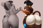  anthro big_butt breasts butt canine cybernetics cyborg elephant female fur hair hand_holding huge_butt kheltari looking_at_viewer looking_back machine mammal nude presenting presenting_hindquarters raised_tail robotic simple_background slightly_chubby smile thick_thighs voluptuous 
