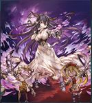  black_hair breasts cleavage danua doll draph dress full_body gloves granblue_fantasy horns jewelry jpeg_artifacts knife large_breasts long_hair lord_of_vermilion minaba_hideo necklace official_art pointy_ears puppet red_eyes sandals see-through solo standing very_long_hair weapon 
