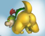 anus backsack balls bent_over bowser_jr. butt flaccid koopa long_foreskin looking_at_viewer looking_back male mario_bros nintendo nude penis perineum presenting raised_tail scalie seyrmo signature solo spread_legs spreading uncut video_games 