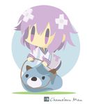  artist_name chameleon_man_(three) chibi d-pad d-pad_hair_ornament dogoo flat_color hair_ornament lasso neptune_(choujigen_game_neptune) neptune_(series) no_lineart purple_hair short_hair solo 