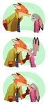  &lt;3 2016 absurd_res anthro blush canine clothing disney duo eyes_closed female floppy_ears fox fur gloves_(marking) green_eyes grey_fur half-closed_eyes hi_res interspecies judy_hopps kissing lagomorph male male/female mammal markings nick_wilde orange_fur predator/prey_relations purple_eyes rabbit sad simple_background smile sssonic2 wide_eyed zootopia 