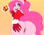  2018 2d_animation animated anus butt christmas clothing dock equine female friendship_is_magic gift hair hi_res holidays looking_at_viewer looking_back mammal my_little_pony open_mouth pinkie_pie_(mlp) presenting pussy rear_view solo tolsticot 