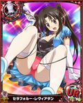  artist_request black_hair card_(medium) character_name chess_piece gloves hair_ribbon high_school_dxd king_(chess) long_hair microphone music official_art purple_eyes ribbon serafall_leviathan singing solo surprised thighhighs trading_card twintails underwear 