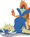  anal anus charizard claws dragon female horn male male/male mammal mustelid nintendo open_mouth penetration penis pok&eacute;mon rhuanfps samurott sex tongue video_games wings 