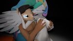  3d_(artwork) big_breasts breast_grab breasts cgi cutie_mark dark_room digital_media_(artwork) equine fan_character female friendship_is_magic from_behind_position hand_on_breast horn horse ipwnd kissing licking lights male male/female mammal my_little_pony nipples pony princess_celestia_(mlp) sex smile source_filmmaker tongue tongue_out winged_unicorn wings 