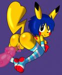  after_sex all_fours anus big_breasts big_butt big_penis blue_hair breasts butt clothing cum cum_string elbow_gloves female gloves goo hair huge_butt legwear looking_at_viewer looking_back male male/female nintendo penis pikachu pok&eacute;mon pussy rear_view smile socks spread_legs spreading thick_thighs thigh_highs v0yser video_games voluptuous 