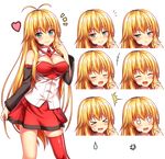  &gt;_&lt; anger_vein angry antenna_hair blonde_hair blush breasts cleavage closed_eyes detached_sleeves expressions green_eyes happy headset heart long_hair looking_at_viewer medium_breasts nazu-na necktie o_o open_mouth red_legwear single_thighhigh skirt_hold smile solo surprised tachi-e thighhighs transparent_background tsurumaki_maki very_long_hair voiceroid 