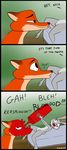  2016 breasts canine comic dialogue disney duo english_text female food fox humor judy_hopps ketchup lagomorph looking_at_viewer male mammal nick_wilde nipples nude pussy rabbit strebiskunk text tongue tongue_out zootopia 