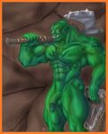 abs axe balls biceps big_muscles big_penis circumcised circumcision_scar fur humanoid looking_at_viewer male melee_weapon muscular nipples nude orc pecs penis pose sudonym tattoo tusks weapon yellow_eyes 
