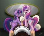  2016 animal_genitalia animal_pussy anus blush cutie_mark equine equine_pussy feathered_wings feathers female feral friendship_is_magic fur group hair hi_res horn inside looking_at_viewer mammal miniferu multicolored_hair my_little_pony pink_feathers pink_fur princess_cadance_(mlp) purple_eyes purple_feathers purple_fur pussy reflection twilight_sparkle_(mlp) unknown_character winged_unicorn wings 