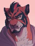  bust_portrait catsudon facial_piercing feline fur_pattern mammal nose_piercing piercing portrait red_eyes tiger 