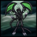  2018 anthro black_scales claws digital_media_(artwork) dragon green_eyes hi_res horn male scales scalie smile solo warlocke wings 