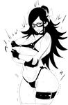  1girl black_hair breasts chimosaku glasses large_breasts long_hair monochrome pixiv_manga_sample solo 