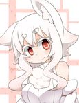  alternate_hairstyle animal_ears bad_id bad_pixiv_id inubashiri_momiji inunoko. kuro-ekaki_(style) parody pom_pom_(clothes) solo style_parody touhou white_hair wolf_ears 