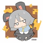  animal_ears artist_name bad_id bad_pixiv_id blush cheese chibi dowsing_rod food grey_hair inunoko. jitome mouse mouse_ears mouse_tail nazrin parody signature smile solo style_parody style_request tail touhou 