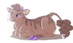  bovine candy cattle chocolate ear_piercing female feral food hooves horn mammal piercing prettypinkpony purple_eyes solo 