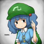  backpack bad_id bad_pixiv_id bag blue_hair hat inunoko. kawashiro_nitori key parody solo style_parody style_request touhou 