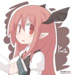  bad_id bad_pixiv_id book head_wings inunoko. koakuma long_hair parody red_eyes red_hair solo style_parody style_request touhou 