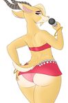  2016 antelope anthro big_butt bracelet butt clothed clothing eyeshadow female gazelle gazelle_(zootopia) hand_on_butt hi_res jewelry looking_back makeup mammal microphone panties simple_background smile solo underwear unknown_artist white_background wide_hips 