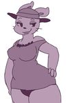  clothed clothing dezz hands_on_hips hat invalid_tag lagomorph long_ears mammal monochrome rabbit rabbit_shopkeeper simple_background solo undertale video_games 