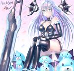  absurdres aqua_eyes bad_id bad_pixiv_id bare_shoulders black_heart breasts cleavage dogoo gloves highres long_hair looking_at_viewer medium_breasts neptune_(series) nikek96 sitting solo sword weapon white_hair 