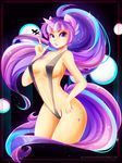  2016 animal_humanoid blue_hair breasts clothed clothing cutie_mark equine equine_humanoid female friendship_is_magic hair hi_res horn humanoid koveliana lips long_hair looking_at_viewer makeup mammal my_little_pony purple_eyes purple_hair side_boob skimpy smile solo standing starlight_glimmer_(mlp) unicorn 