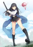  am_(summon_night) black_hair brown_eyes daiaru gun highres long_hair quilt_(summon_night) solo summon_night summon_night_6_lost_borders weapon 