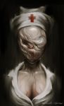  1girl breasts bubble_head_nurse cleavage commentary faceless hat highres monster_girl nurse nurse_cap silent_hill silent_hill_2 solo 