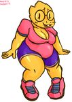  alpha_channel alphys angstrom clothed clothing dworven_(artist) eyewear footwear glasses scalie shirt shoes shorts simple_background transparent_background undertale video_games 