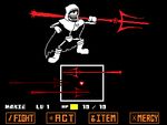  animated_skeleton armor bone boots cape clothed clothing digital_media_(artwork) footwear gloves hood male melee_weapon monster papyrus_(undertale) polearm red_eyes red_raider skeleton soul teeth trident undead undertale undertale_-1 unusacies video_games weapon 