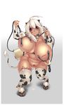  animal_ears animal_print barcode bell bell_collar branded breasts collar cow_bell cow_ears cow_girl cow_horns cow_print cow_tail drill_hair ear_tag gigantic_breasts highres hooves horns lactation milking_machine nipples nose_piercing nose_ring original piercing purple_eyes pussy pussy_juice slave smile solo tail tail_raised thighhighs uncensored vibrator white_hair yakou_(4507770) 