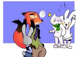  ? anthro canine cat clothing crossover disney doki feline fox interspecies judy_hopps lagomorph mammal nabi necktie nick_wilde pkbunny predator/prey_relations rabbit scarf there_she_is zootopia 