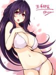  bikini black_hair breasts cleavage cu-no glasses hisenkaede huge_breasts kokonoe_tamaki long_hair red_eyes solo swimsuit 