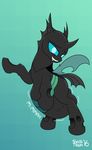  2016 ambiguous_gender blue_eyes changeling duo fangs feral friendship_is_magic my_little_pony simple_background smile suspega teeth vore wings 
